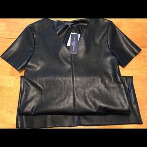 Black leather style mid dress
